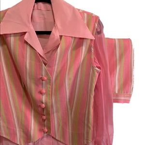 Bubble Gum Pink 3 piece Vintage Skirt Suit | Size M | 1970’s Office Outfit